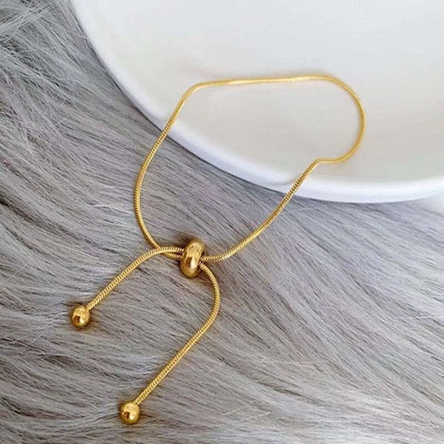 Gelang serut Titanium Wanita Anti Karat dan tidak luntur Emas 18k simple rantai bracelet aksesoris fashion korea