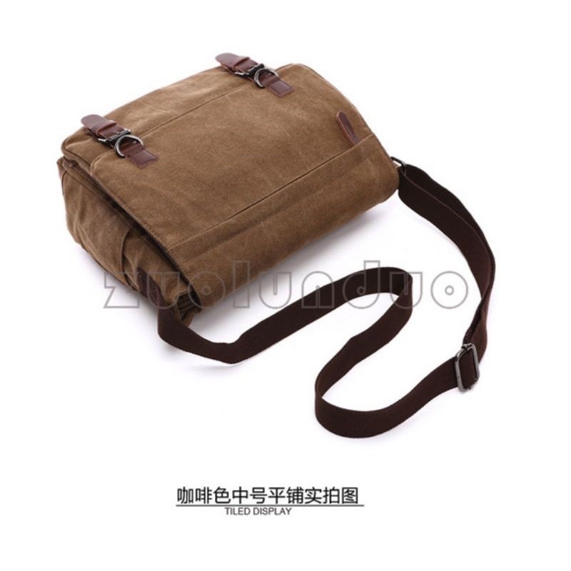 Tas Selempang Laptop Kanvas Zou Lun Duo 8645.M - Import - Sekolah - Kuliah - Kerja