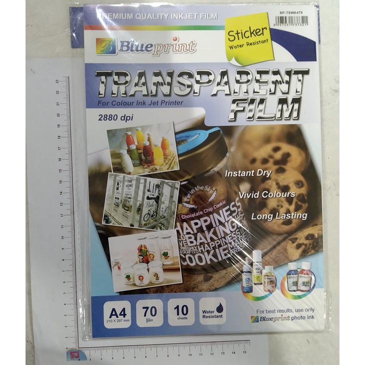 Blueprint Transparent FIlm Sticker Transparan Tahan Air Bahan Transparant Stiker A4