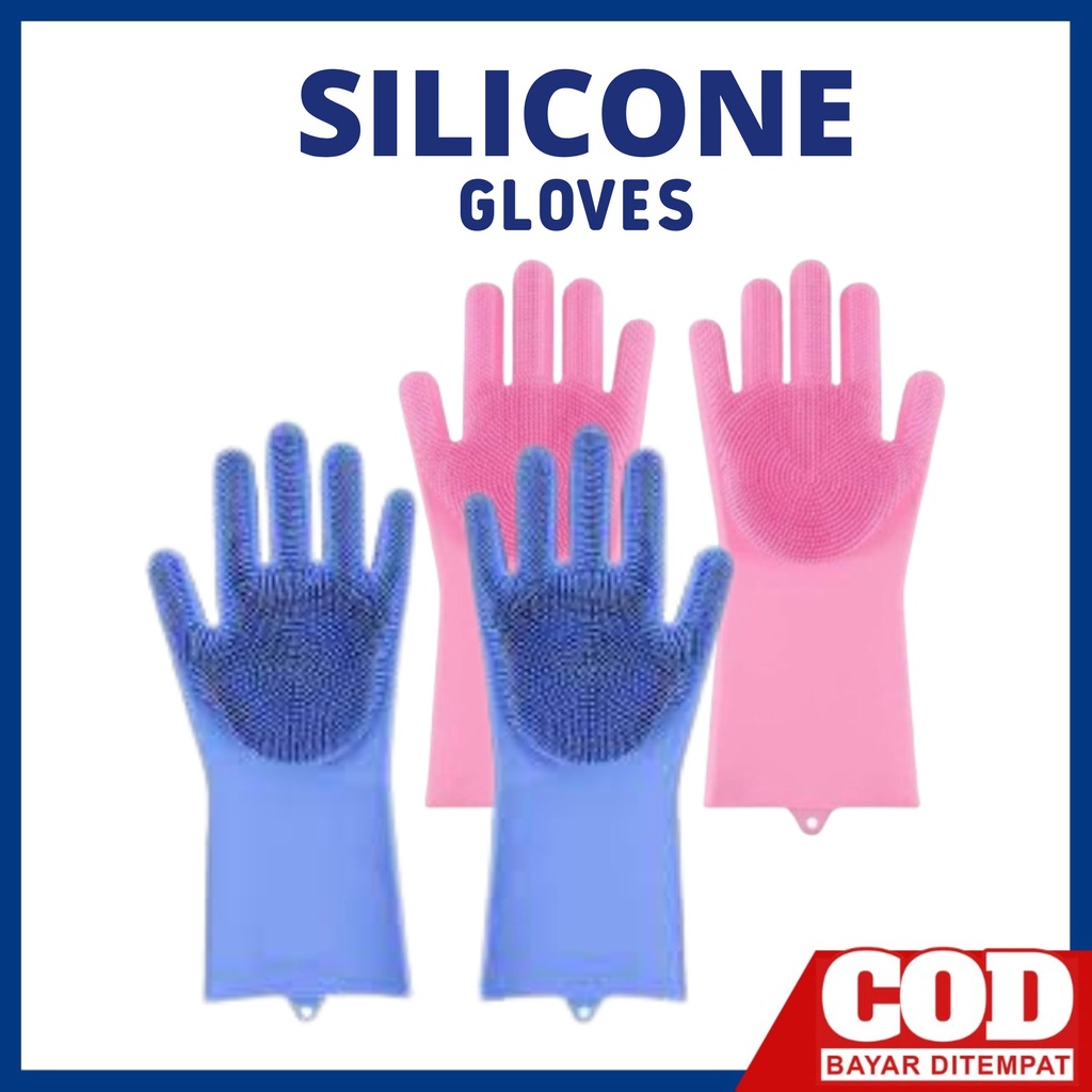 SARUNG TANGAN SILIKON . Silicone Gloves House Hold Glove Sarung Tangan Cuci Piring Tebel Tahan Panas