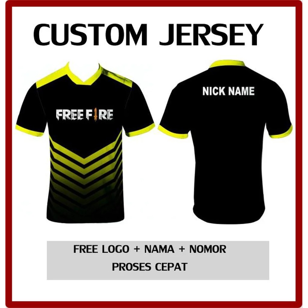 Baju Kaos Jersey Gaming Free Fire 160 Printing Custom - Baju Esports Indonesia