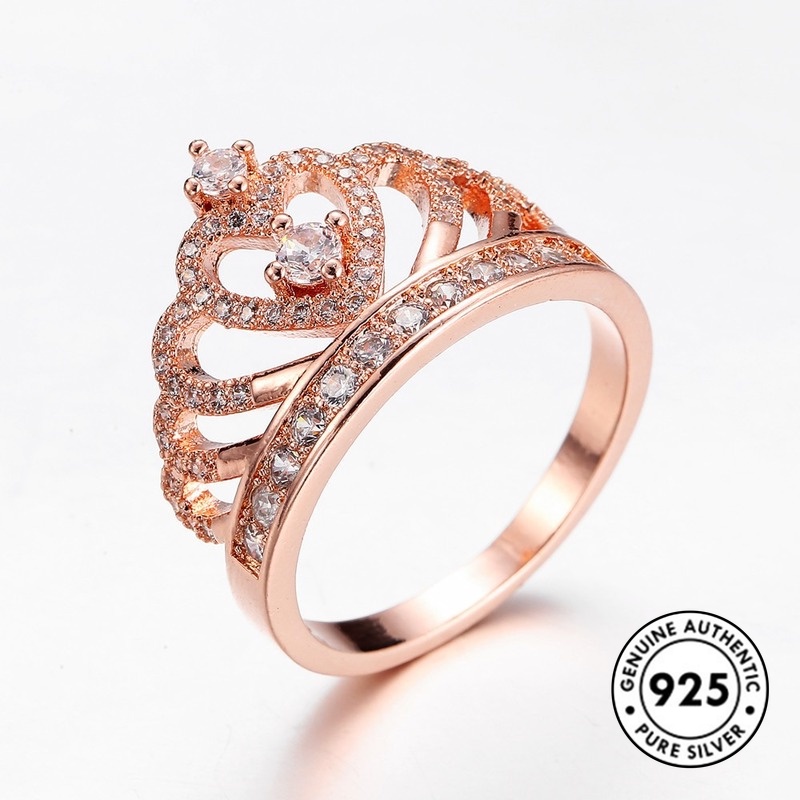 (S925) Cincin Silver Desain Mahkota Kreatif Untuk Wanita