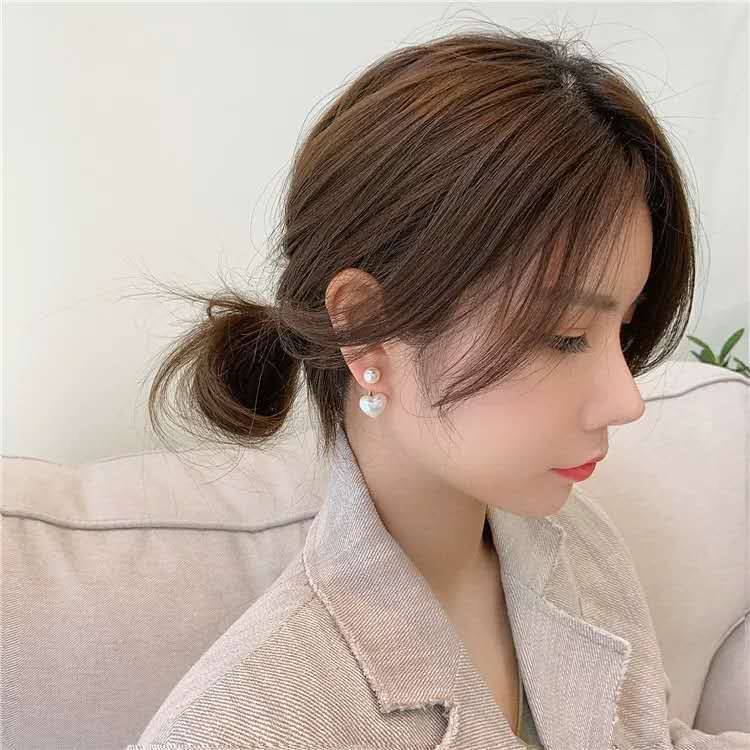 Korea Dongdaemun sederhana bright pearl Hati kecil mutiara anting-anting anting-anting girl online i