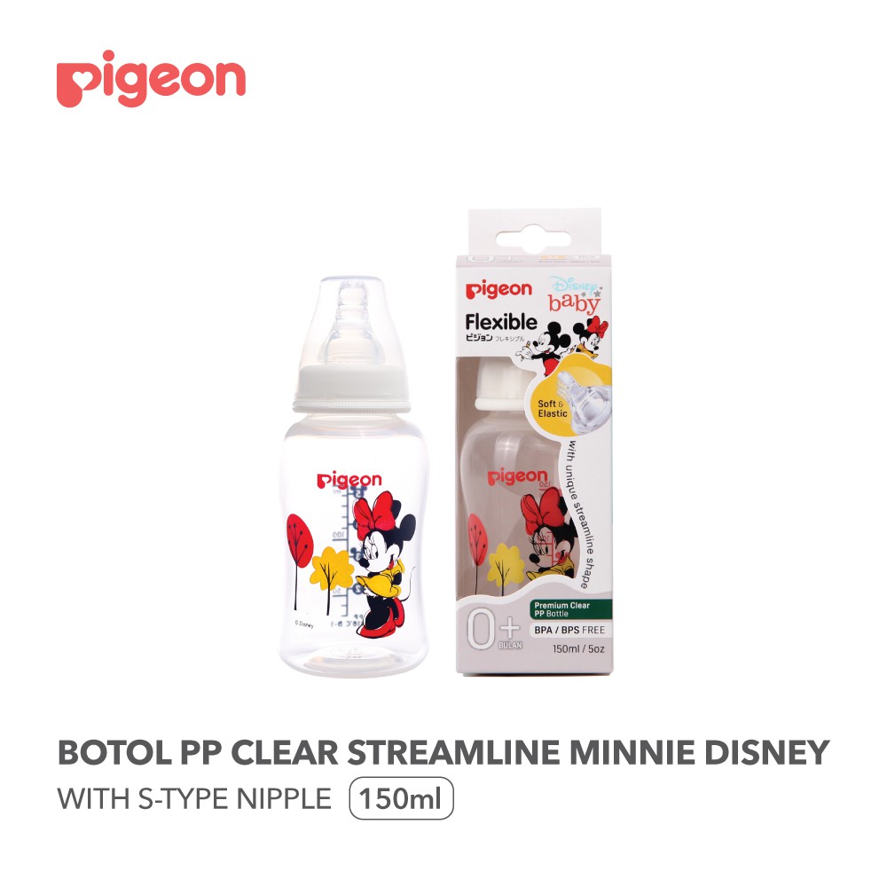 Botol Susu Bayi Pigeon Botol PP Clear Streamline Mickey / Minnie 150ml