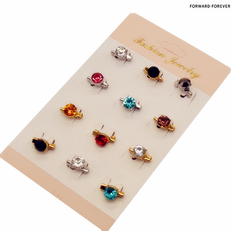 12 pcs small diamond brooches safety pin M30092