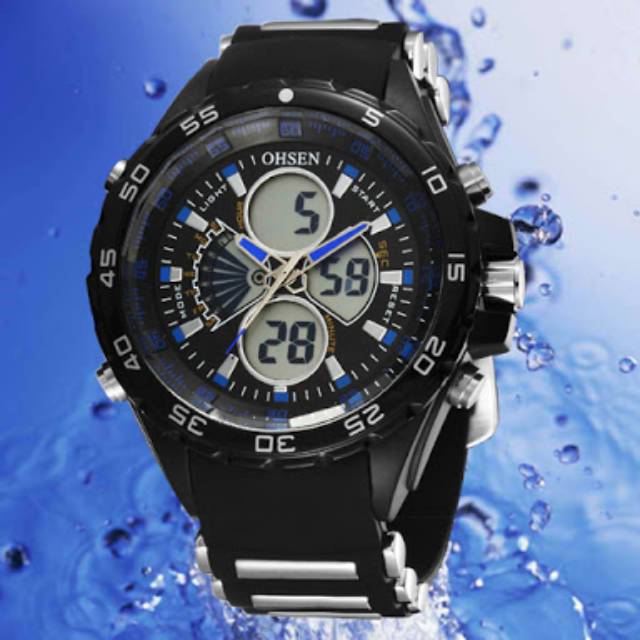 JAM TANGAN PRIA ORIGINAL OHSEN  DUALTIME WATERRESIST PLUSBOX