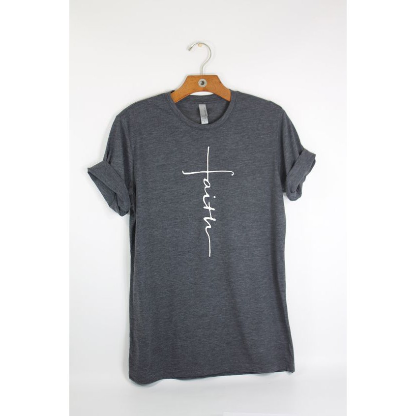 Kaos FAITH GREY BIG SIZE Lengan Pendek Cotton Combed 100% 2XL 3XL 4XL 5XL All Size Termurah!!!