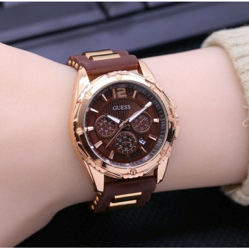 Jam Tangan Wanita Pria Guess Rubber 0051