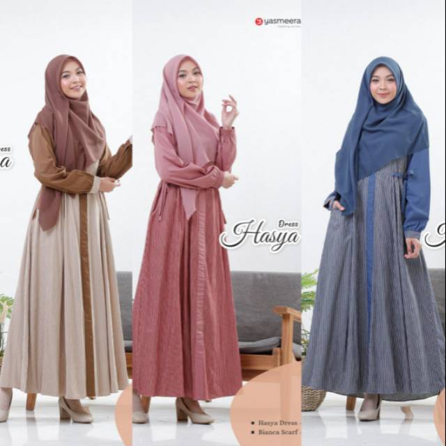 GAMIS KATUN MOTIF GARIS ADEM HASYA DRESS BY YASMEERA