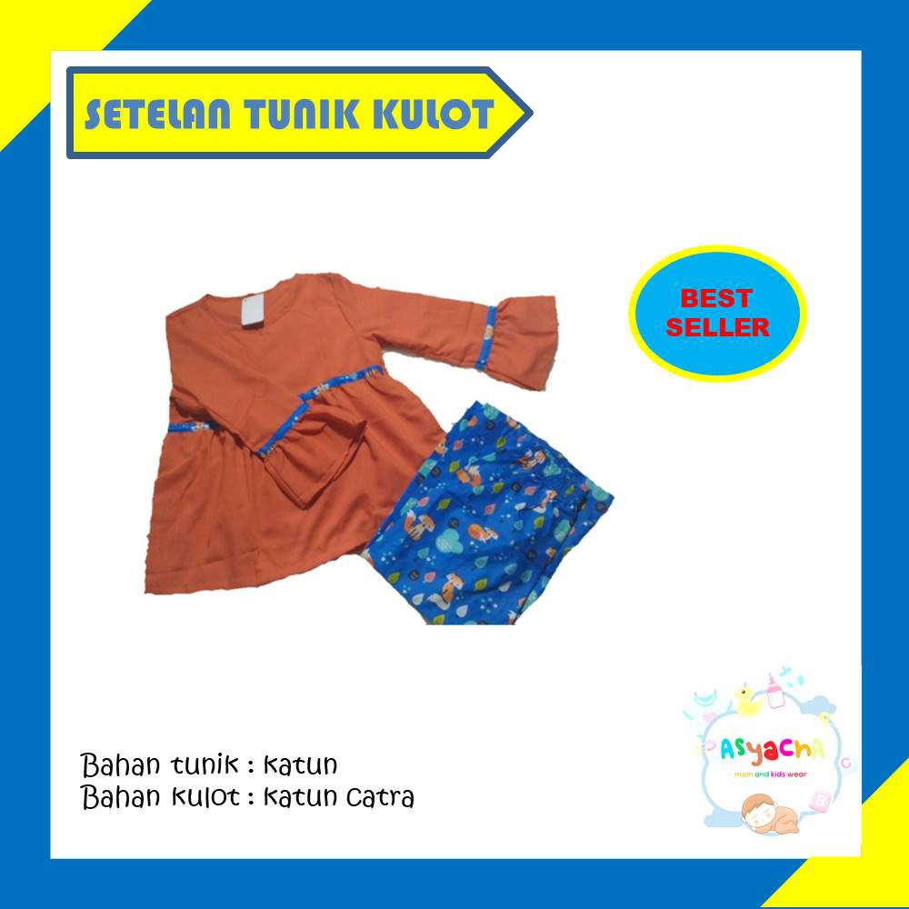 Set tunik & kulot anak katun catra 6-10 tahun setelan muslim junior