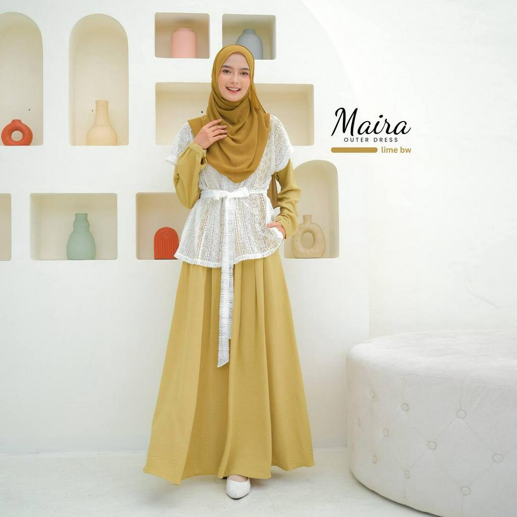 Riskirich Maira Dress 4in1 Style Variasi Outer Bisa Lepas Pasang Gamis Remaja Dewasa Stylish Kekinian