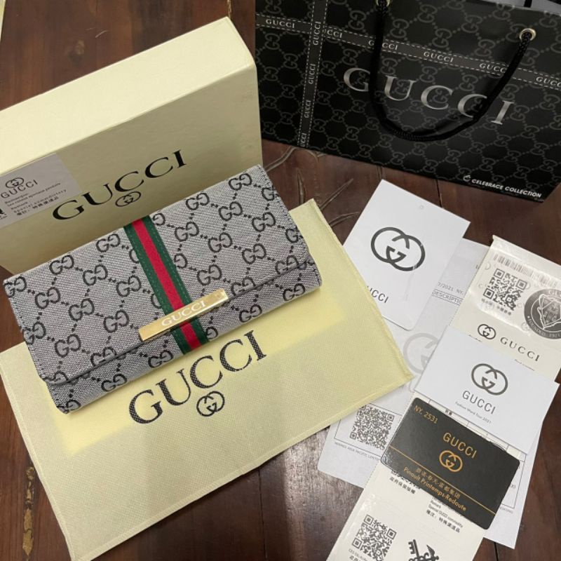 GUCCI FONT MOTIF LONG WALLET / DOMPET CEWEK