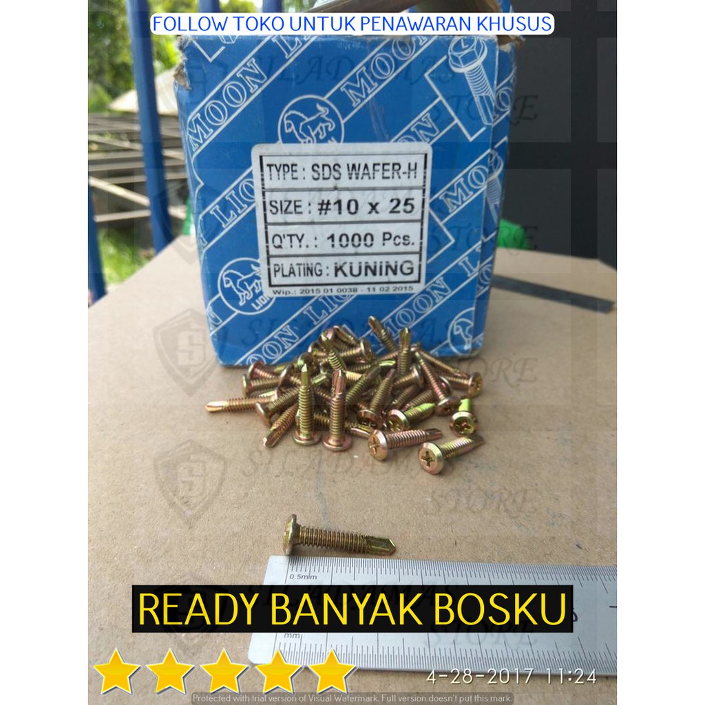9 pcs #10x25 Sekrup Wafer head SDS