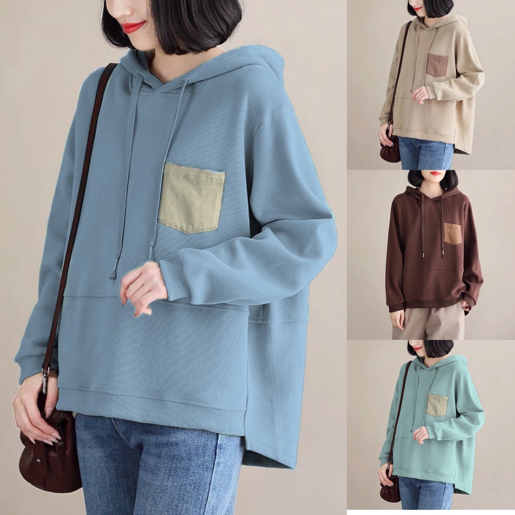 KAYLE HOODIE POCKET OVERSIZE SWEATER / SWEATER HOODIE WANITA OVERSIZE / SWEATER WANITA KOREA