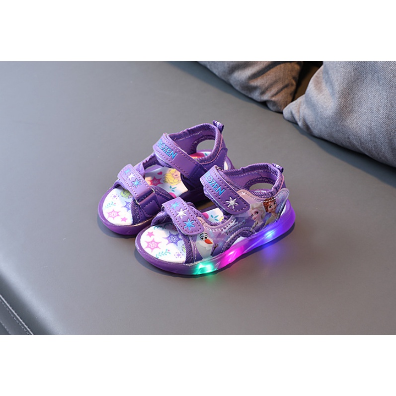 Sepatu sandal Led Motif Lighting frozen star 7929