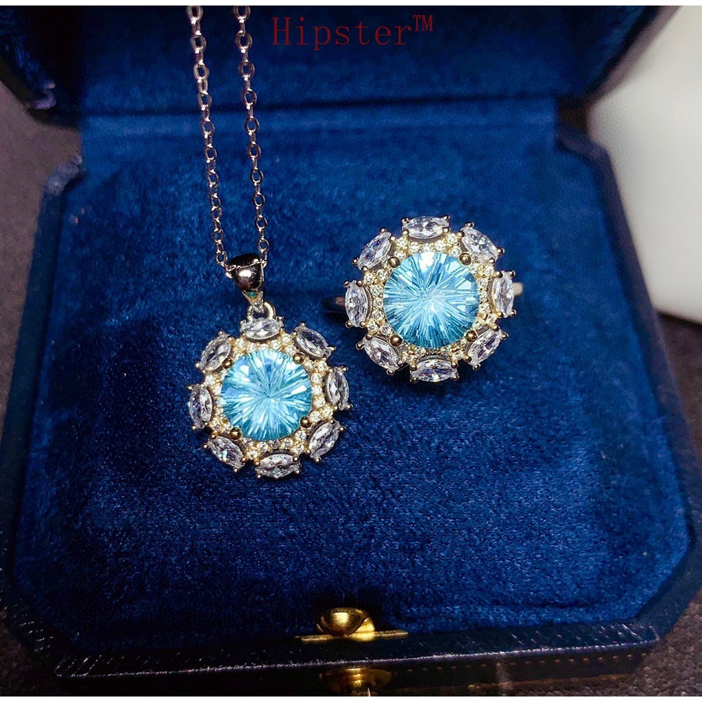 New Fashion Hot Sale Natural Sky Sapphire Set Rings Pendant