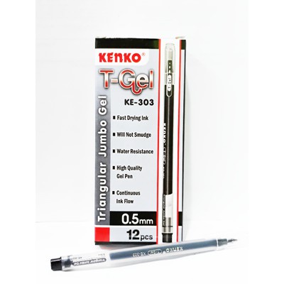 

Bolpen/pulpen/bolpoint kenko T-Gel 303 triangular jumbo gel hitam/12pcs