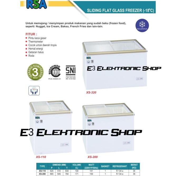 Sliding Freezer Rsa Xs110 Kulkas Kaca Pembeku 100 Liter Garansi Resmi
