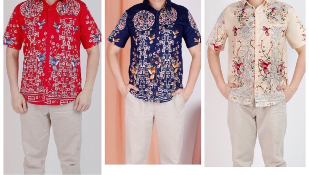 Kemeja Batik Co303 Beige / Red/  Navy