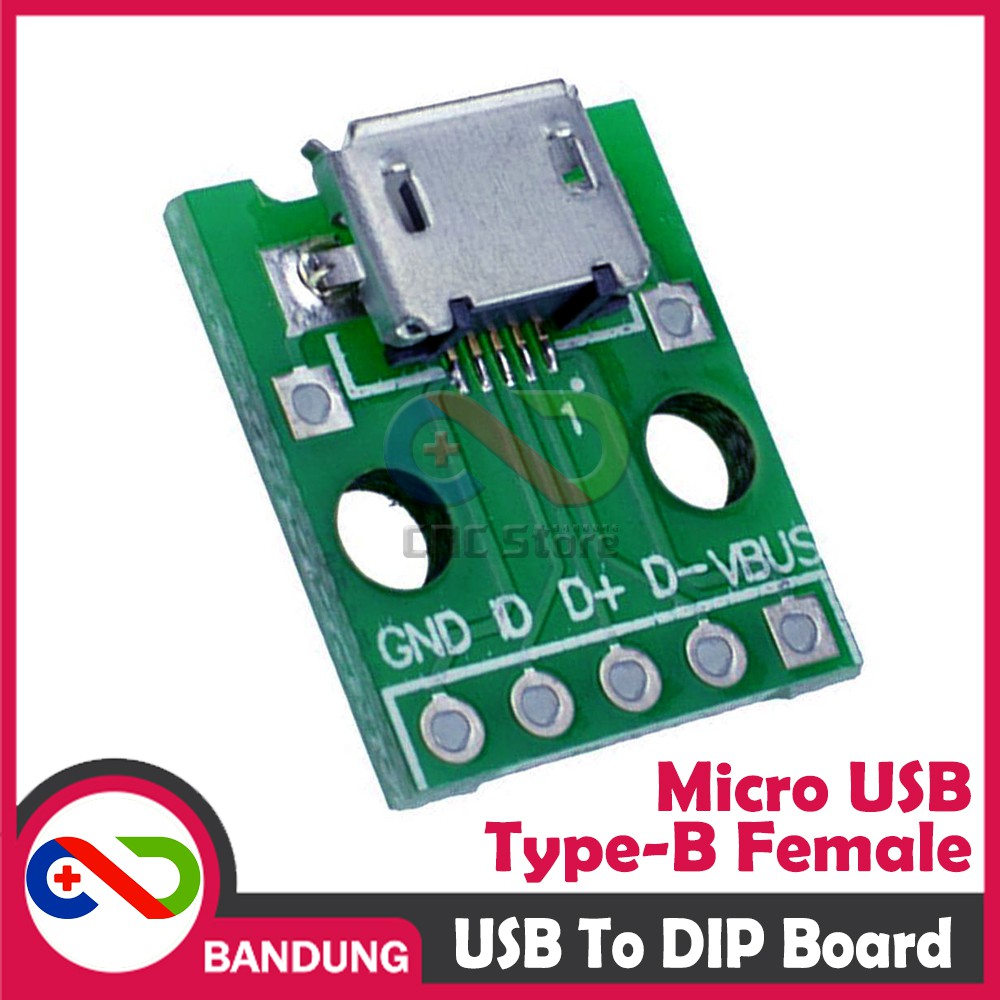 USB MICRO TYPE B FEMALE TO DIP ADAPTER CONVERTER 2.54MM PCB