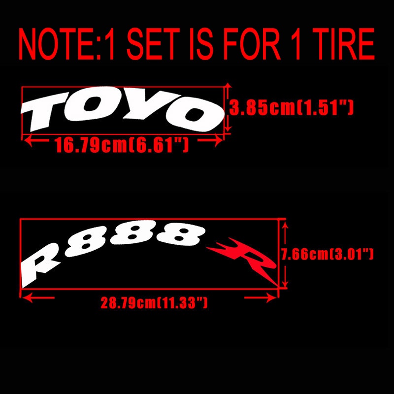 1 SET TOYO Tire Letter Sticker Car Motorcycle Tire Modified Personalized Fashion Hot Can Decorate 1 Wheel