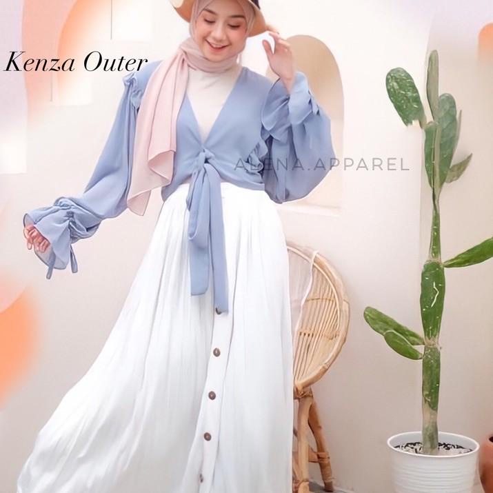 ♙ Kenza Ruffle Outer Premium By Alena / Blouse Chiffon Wanita Outfit Lebaran Idul Adha ☟