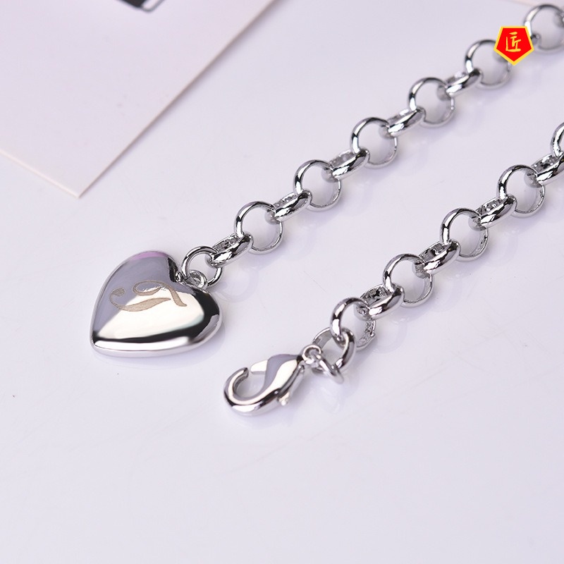 [Ready Stock]New Creative Heart-Shaped 26 Alphabet Bracelet