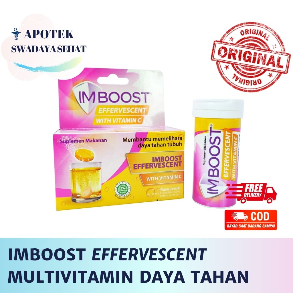 IMBOOST Effervescent Dengan Vitamin C - Bone Rasa Jeruk Suplemen Daya Tahan Tubuh Tablet Larut Air Tulang Gigi