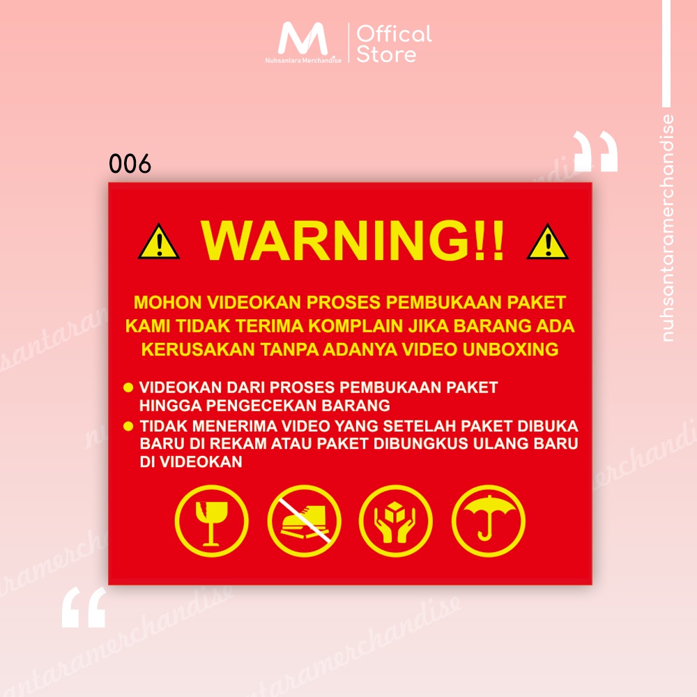 Sticker Unboxing Pengiriman Stiker Fragile Wajib Video Unboxing Stiker Segel Unboxing paket Olshop-006