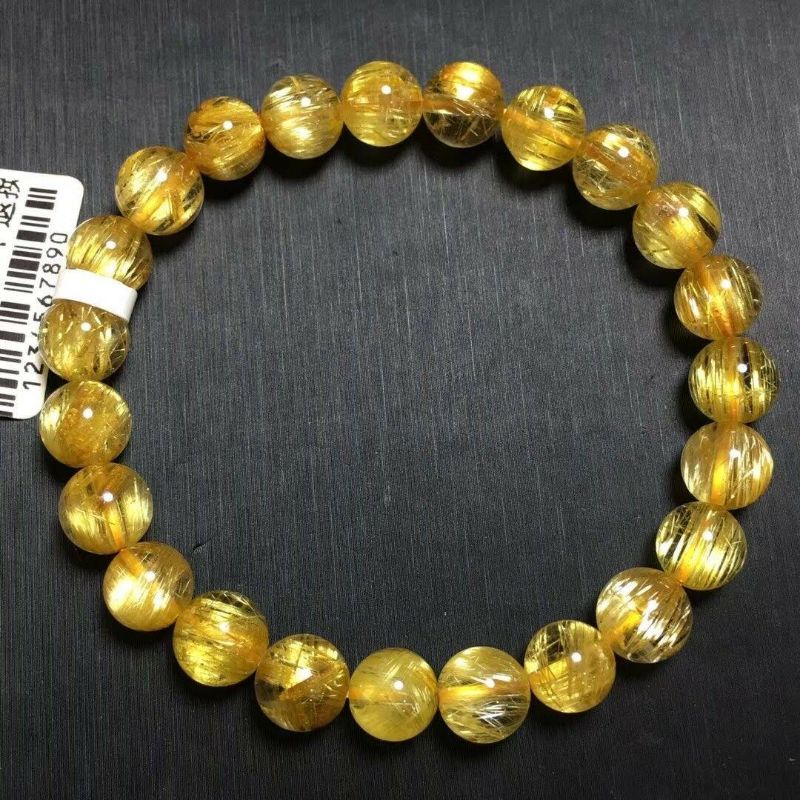 golden rutilate 8 mm rambut cendana gelang batu akik batu rajah batu alam