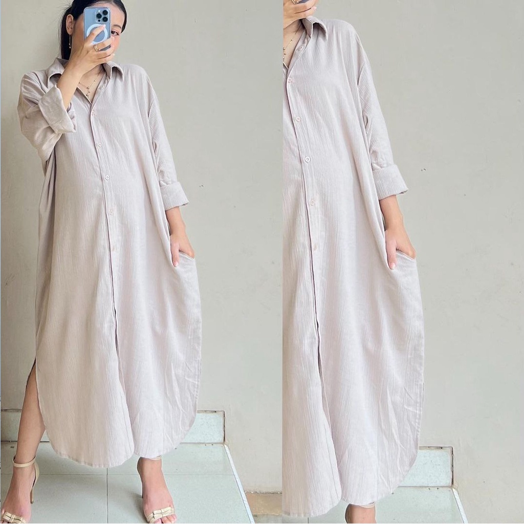 DRESS OVERSIZE/ SHIRT DRESS/ TUNIK CRINKLE OVERSIZE/ DRESS MIDI OVERSIZE / DRESS LINEN CRINKLE/ DRESS BYACLOTH/ GAMIS KAFTAN/ DRESS LUXURY