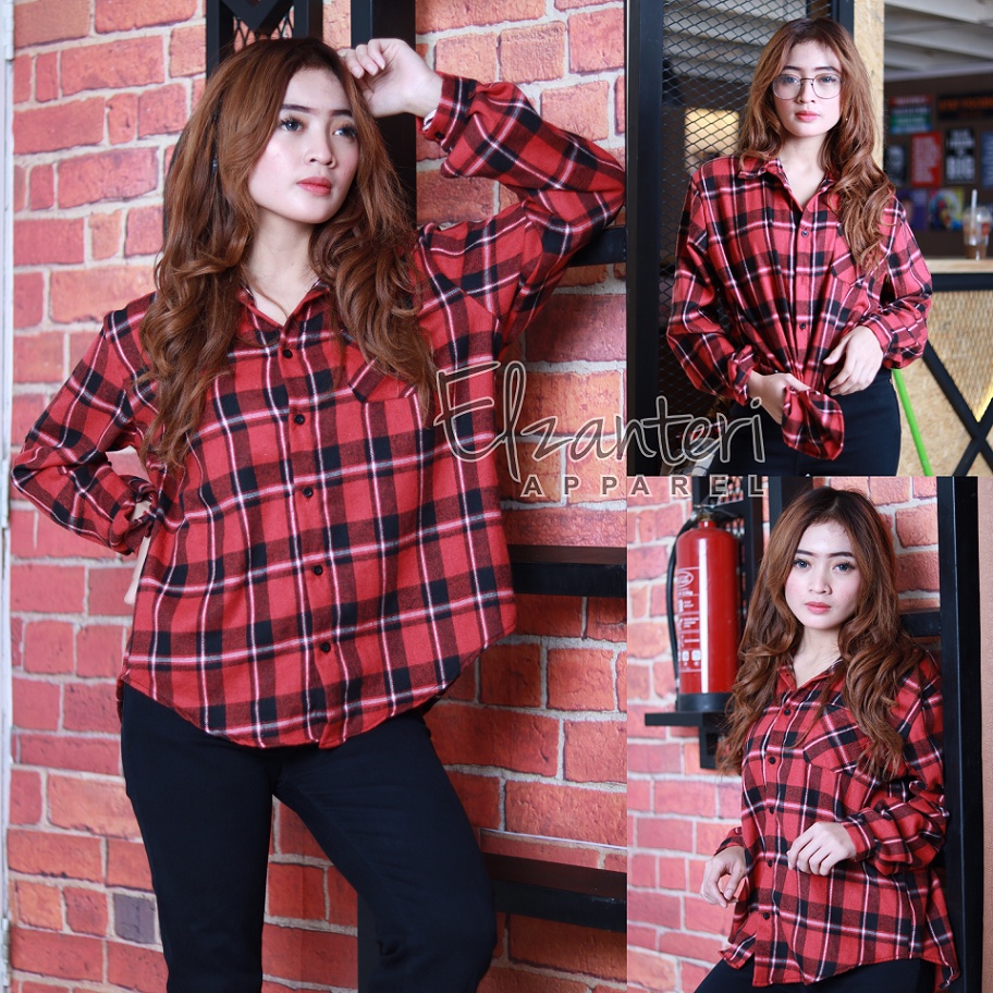 Kemeja Wanita | Oversize | Kemeja Flanel | kemeja Oversize flanel Elzanteri