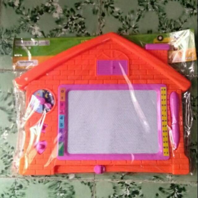

Mainan anak papan tulis magnet model bentuk rumah
