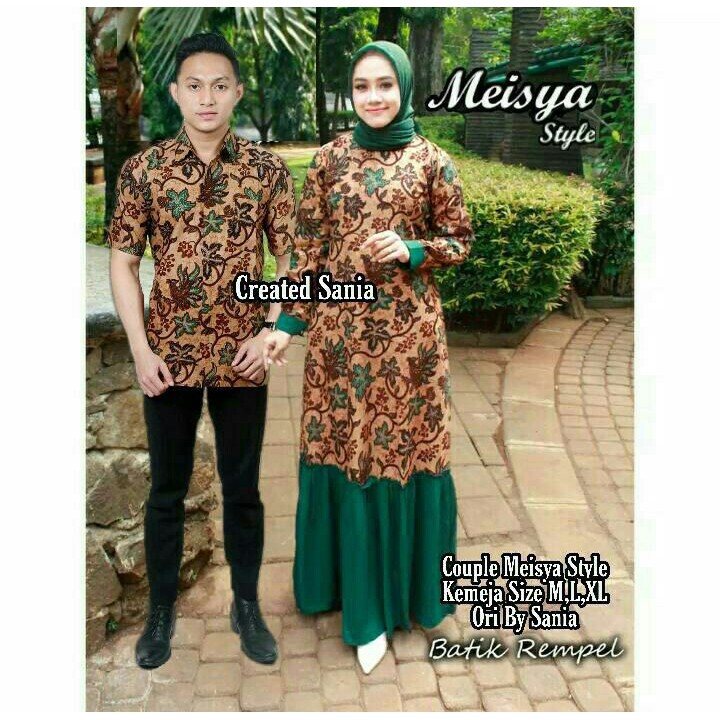 Maura Couple - Sania Ruffle Batik Couple Ori Ndoro Jowi Garansi Termurah Shopee - BATIK MODERN SOLO-Ganja ijo