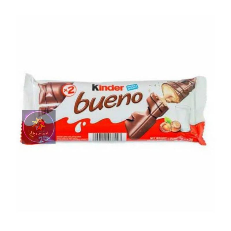 

Kinder Bueno 43gr / 43 gr / Coklat / Premium / T2 / Kinder / Bueno / 21.5gr / krim / hazelnut / diisi / wafer / dengan / cokelat / Import / chocolate / hazel / K_M