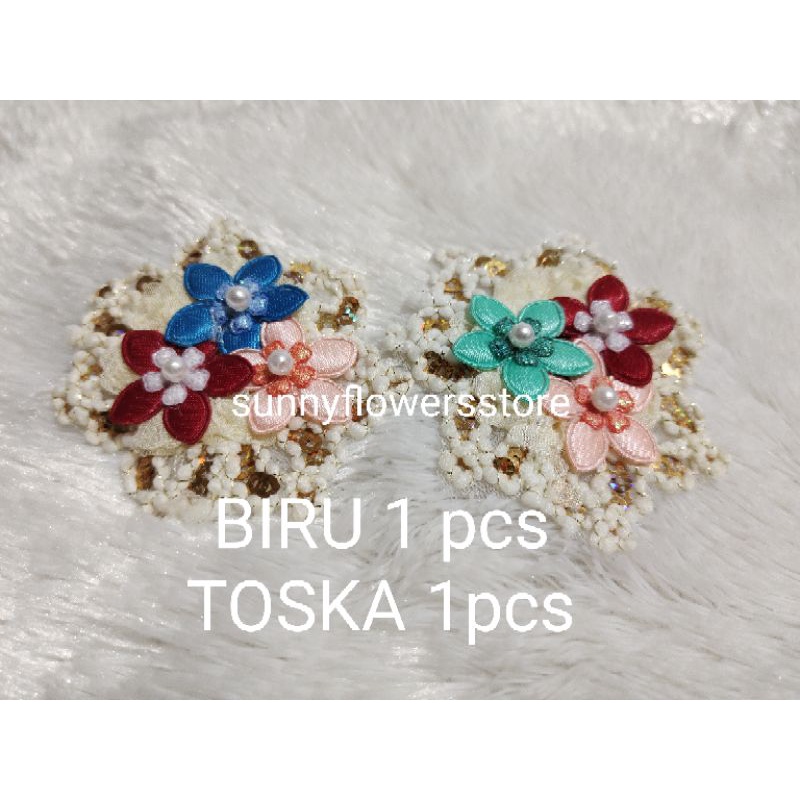 ( 2 pcs )bross aksesoris bunga tempel lebar 7 cm