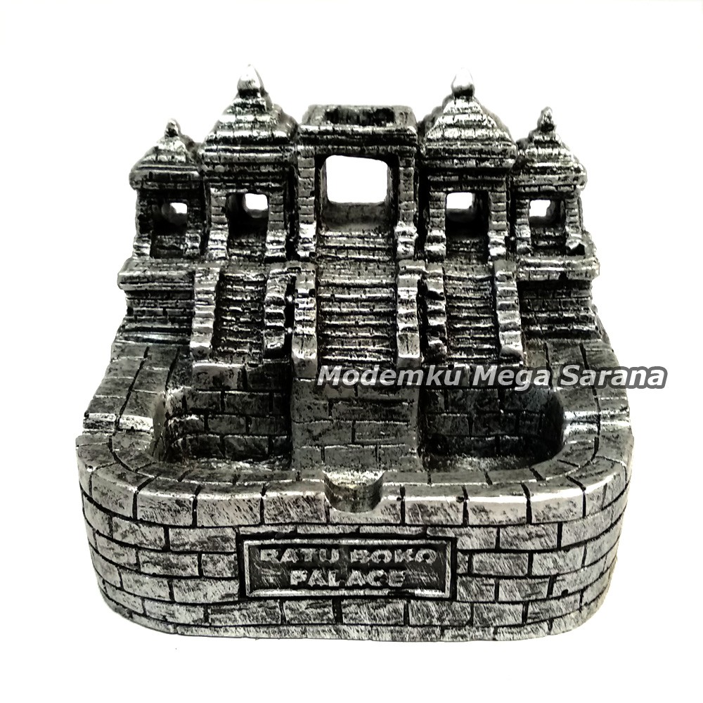 Asbak Jogja Miniatur Candi Ratu Boko 10x11x9 cm Fiberglass - Silver