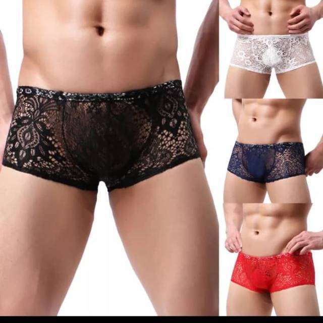 celana dalam pria motif renda