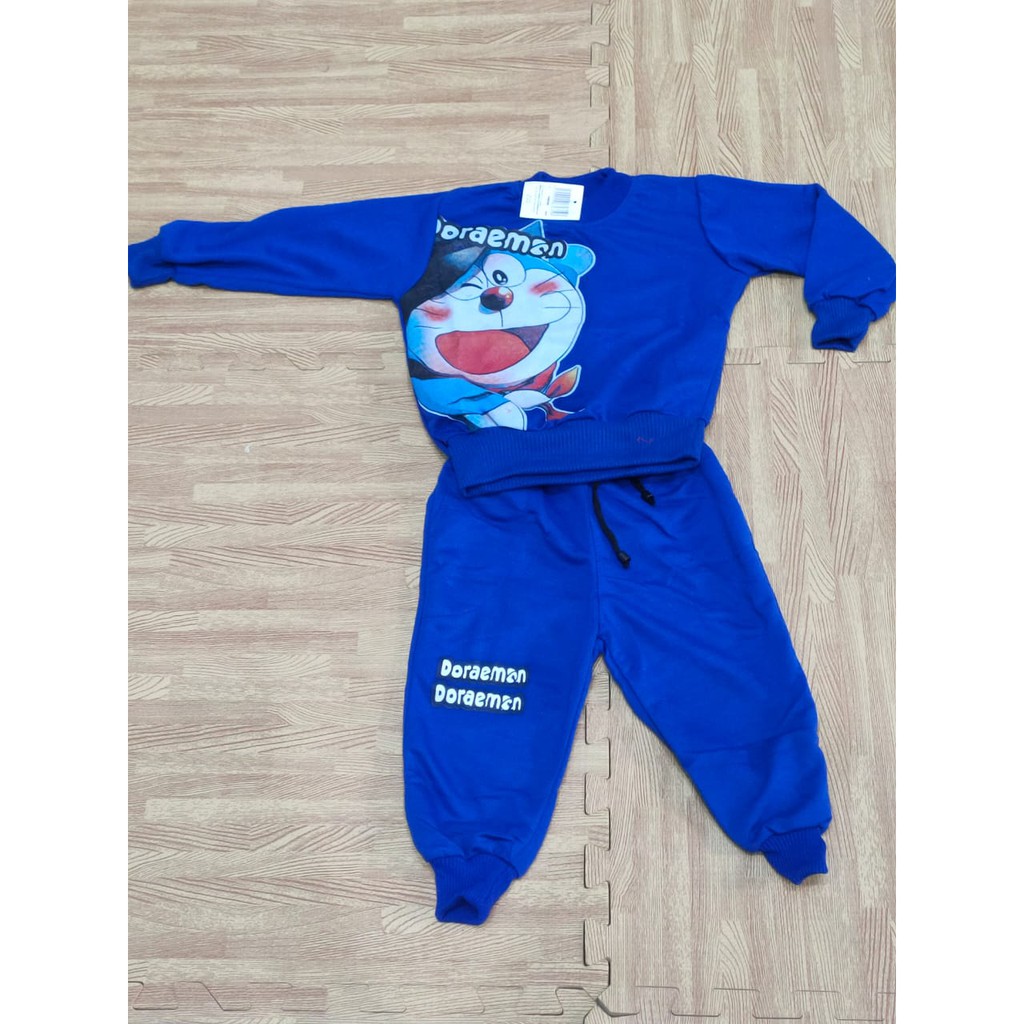 BAJU ANAK BAYI BALITA REMAJA TANGGUNG DORAEMON SETELAN JOGGER TRENING TRAINING OLAHRAGA1-10 thn