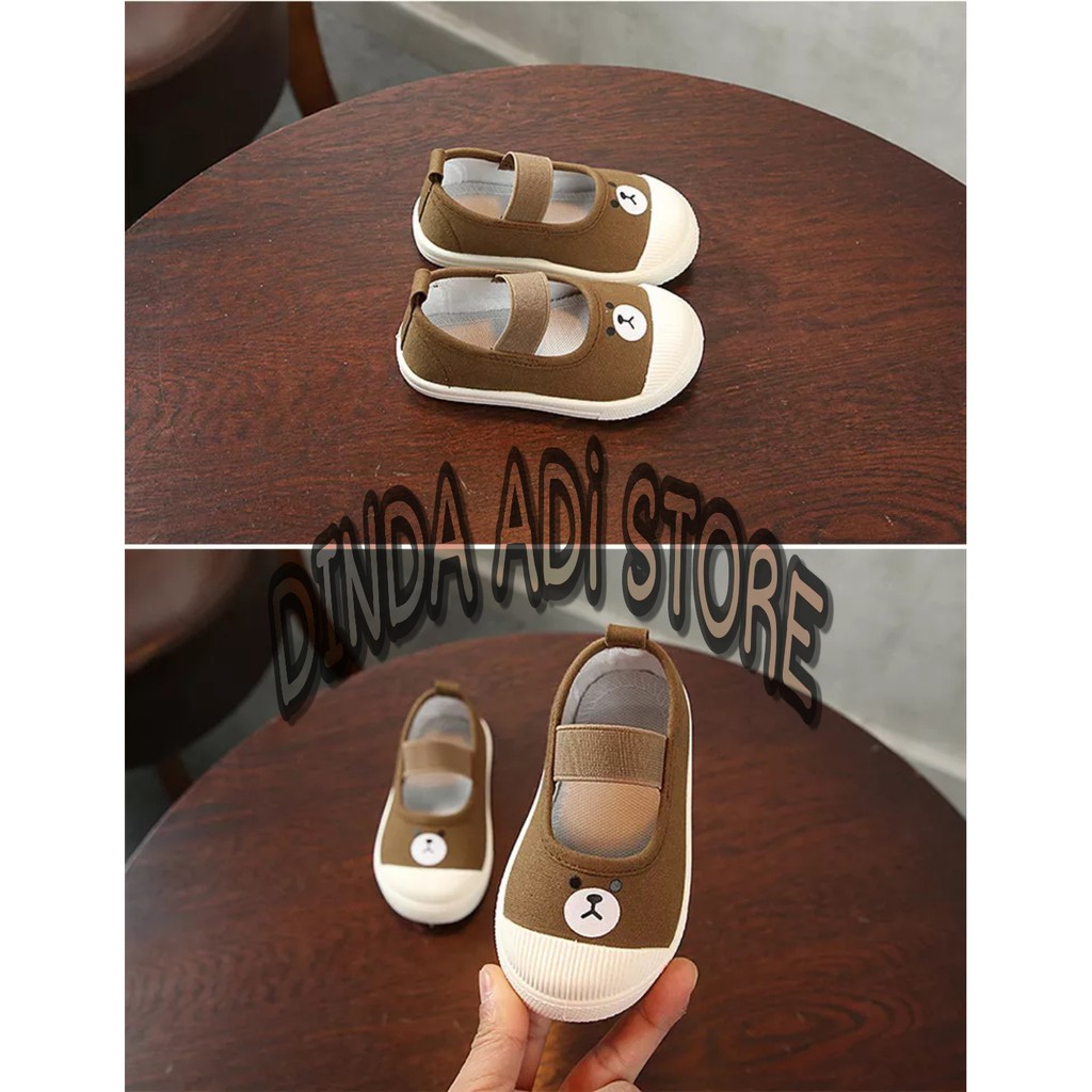 Dinda Sepatu Wanita Slip On Anak perempuan Mr Beans Model Terbaru 2021 Warna Coklat Ukuran 31-35