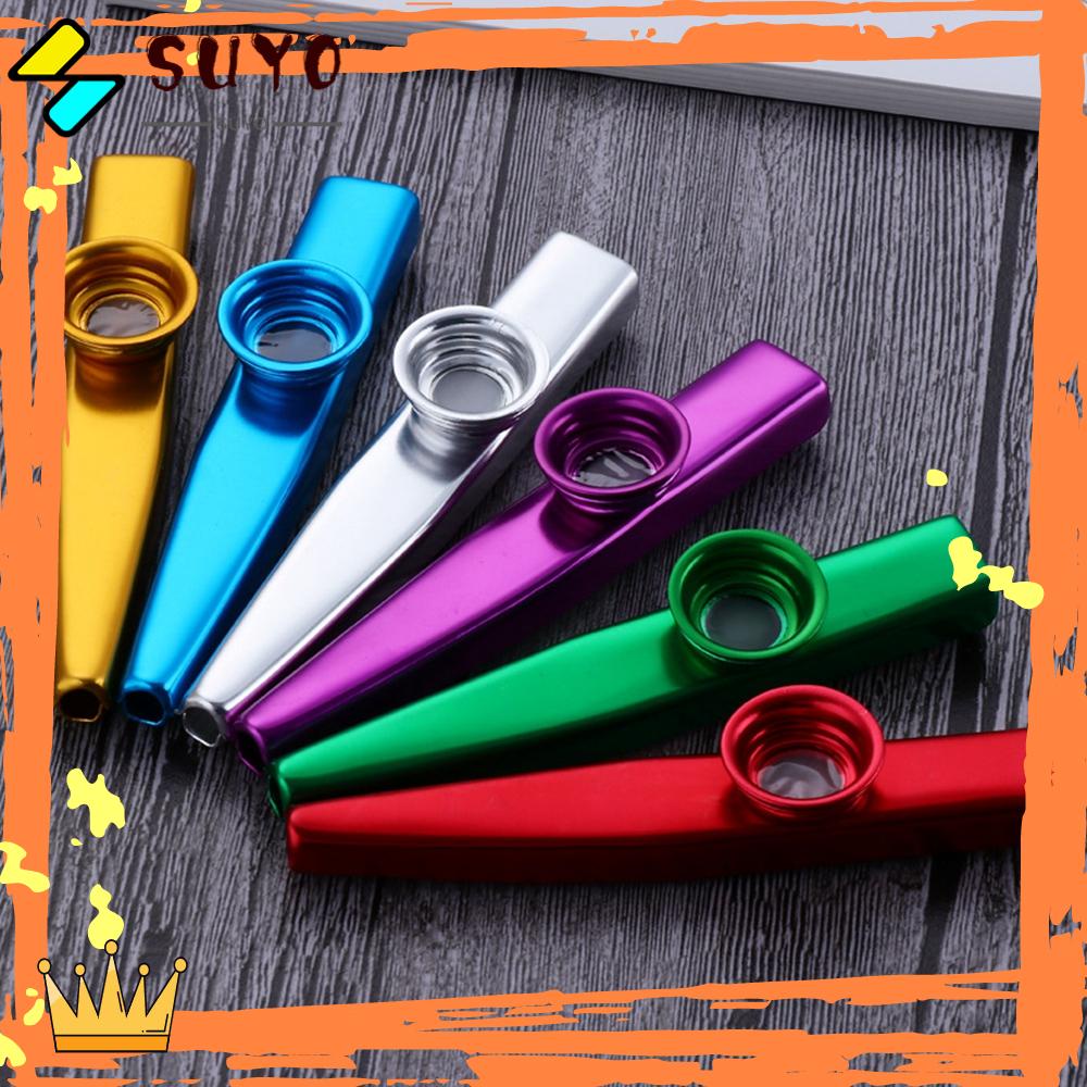 Suyou Alat Musik Flute Kazoo 6 Warna Bahan Metal Ukuran 12cm Untuk Pemula / Hadiah Ulang Tahun