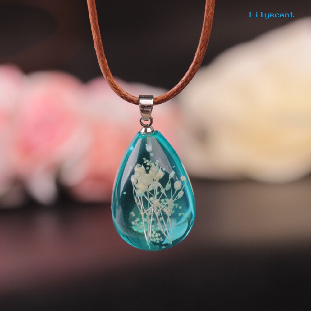 Kalung Liontin Bunga Kering Glow in The Dark Untuk Wanita