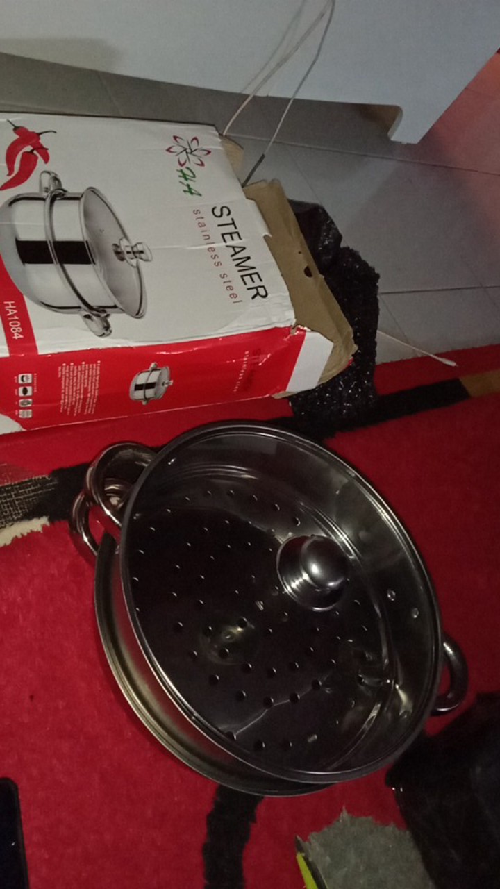 [ Cod ] Panci Steamer Stainless 2 Tingkat Kukusan Stainless Steel 28cm  / Panci Kukus 28cm