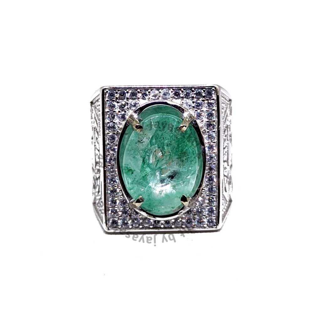 Natural Batu Permata Emerald Berly Zamrud Colombia Ring alpaka EBZC09