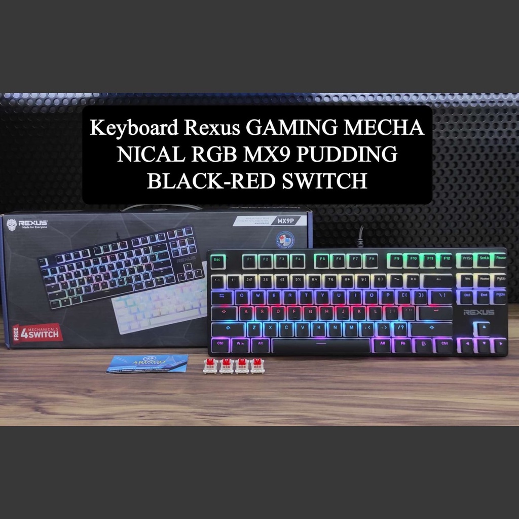 Rexus GAMING MECHANICAL RGB MX9 PUDDING WHITE-RED SWITCH