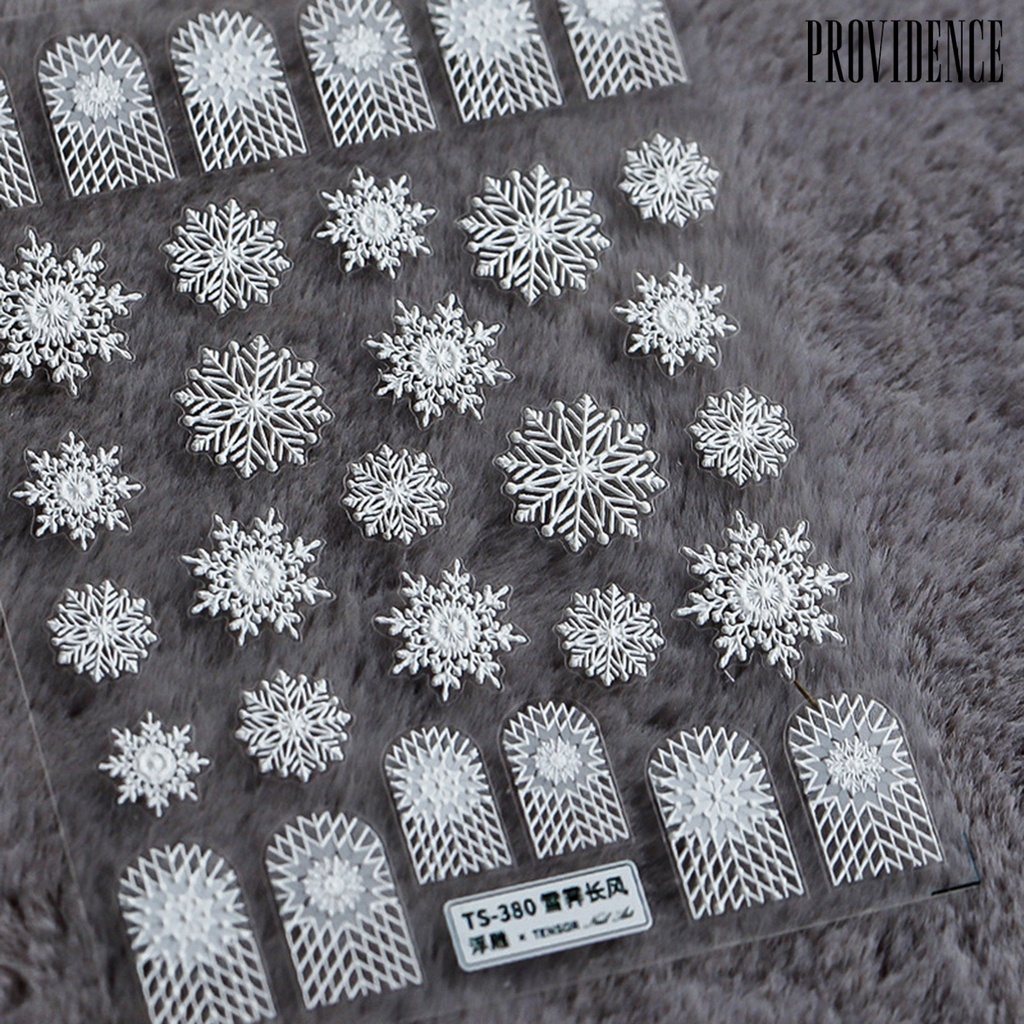 Providence Nail Slider Multiple Shapes Engraved Pattern 5D Effect Wool White Snowflake Wing Colorful Nail Sticker for Beauty