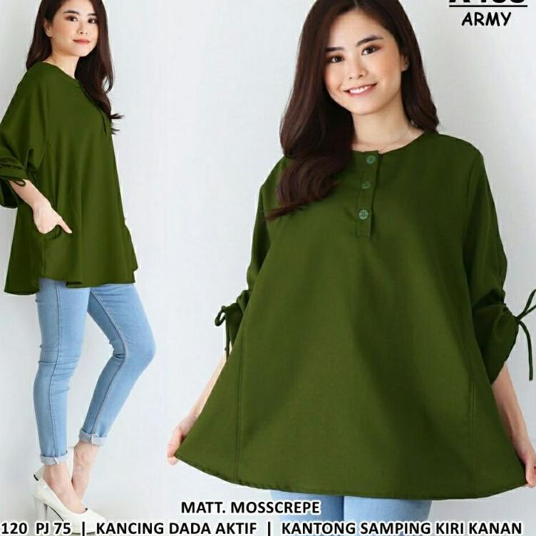 BLouse Atasan Wanita Jumbo LD 120cm Katun Big Size A465 BAJU IBU Hamil PLUS OVER SIZE XXL XXXL KERJA
