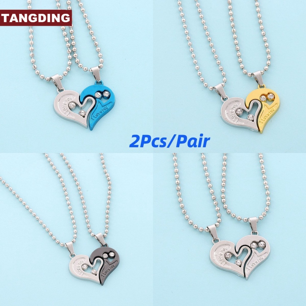 【COD Tangding】2pcs Kalung Liontin Bentuk Hati Untuk Pasangan