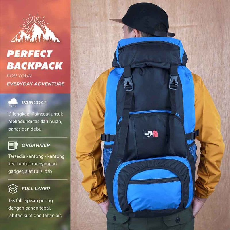 ARGL Tas Ransel Keril Gunung Pria Kapasitas 50 L Tas Carrier Hiking Camping Backpack Cowok Outdoor