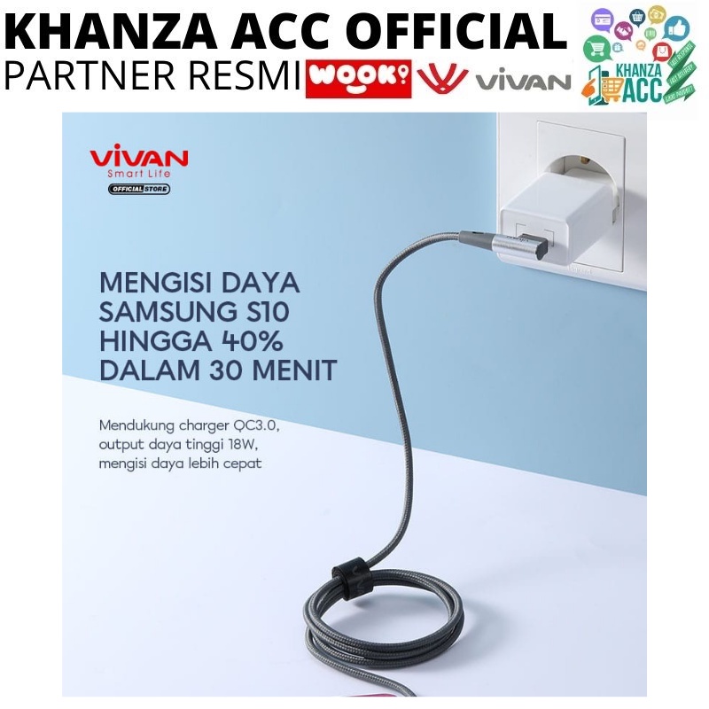 KHANZAACC Kabel Data Gaming VIVAN BWC100 / BWC100S TYPE C Fast Charging 3A
